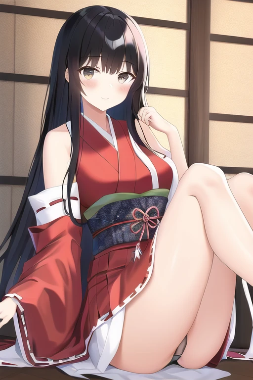 [NovelAI] Shrine maiden Japanese Straight hair Long hair Pants [Illustration]